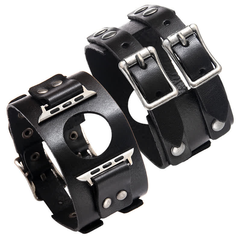 Elegante cinturino doppio in vera pelle per orologio
