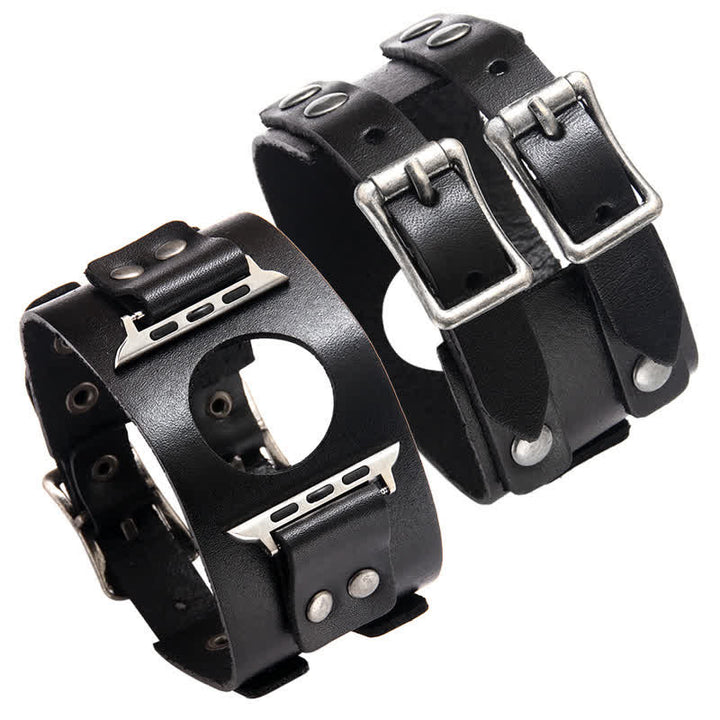 Elegante cinturino doppio in vera pelle per orologio