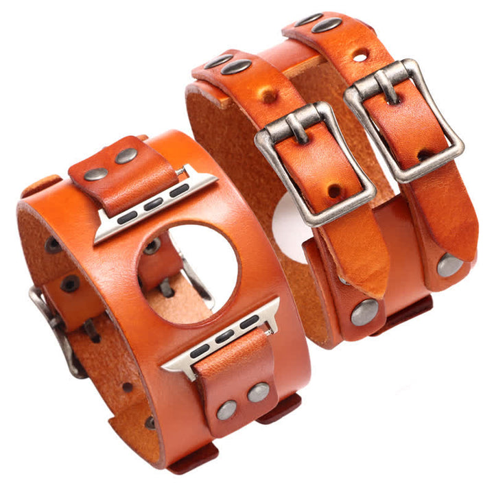 Elegante cinturino doppio in vera pelle per orologio