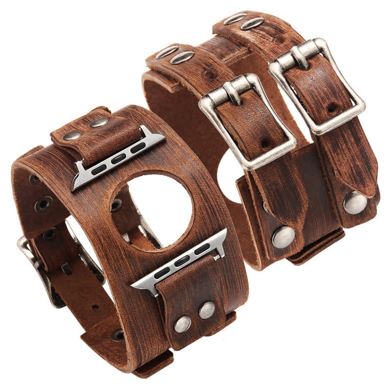 Elegante cinturino doppio in vera pelle per orologio