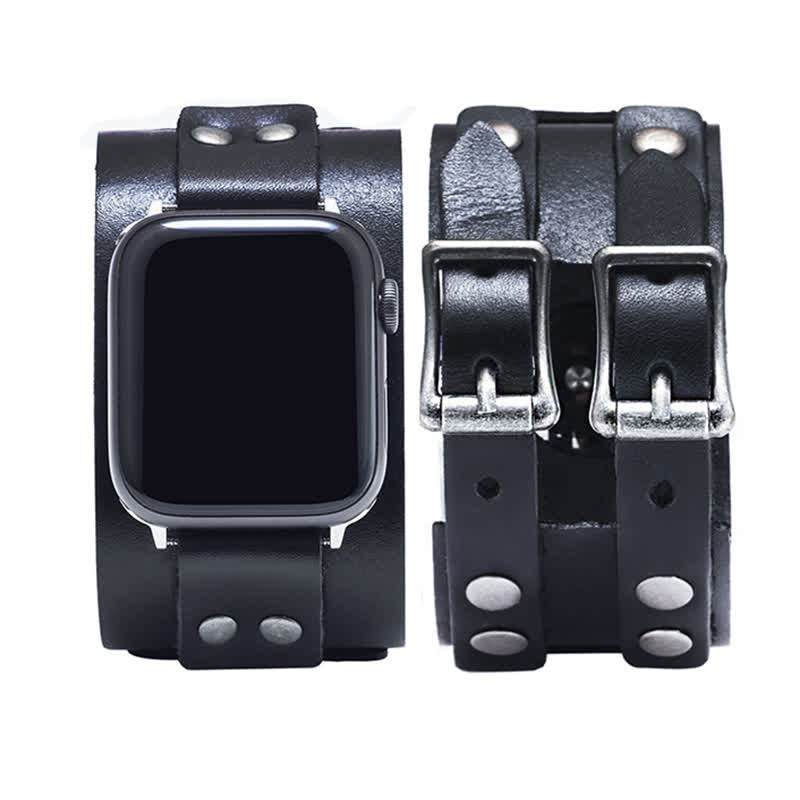 Elegante cinturino doppio in vera pelle per orologio