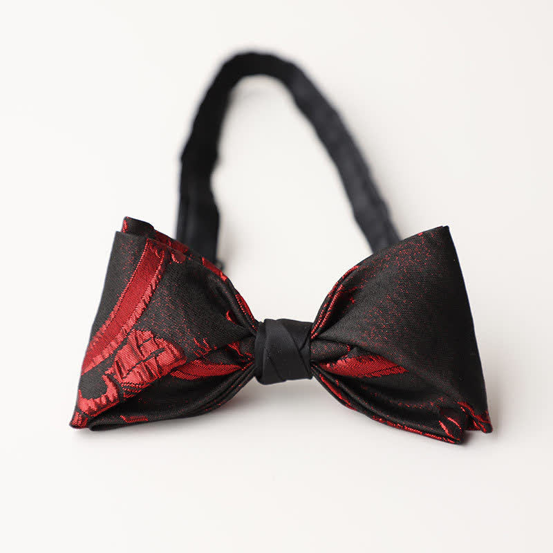 Papillon nero con motivo floreale rosso da uomo