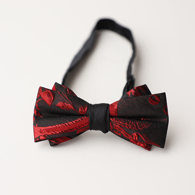 Papillon nero con motivo floreale rosso da uomo