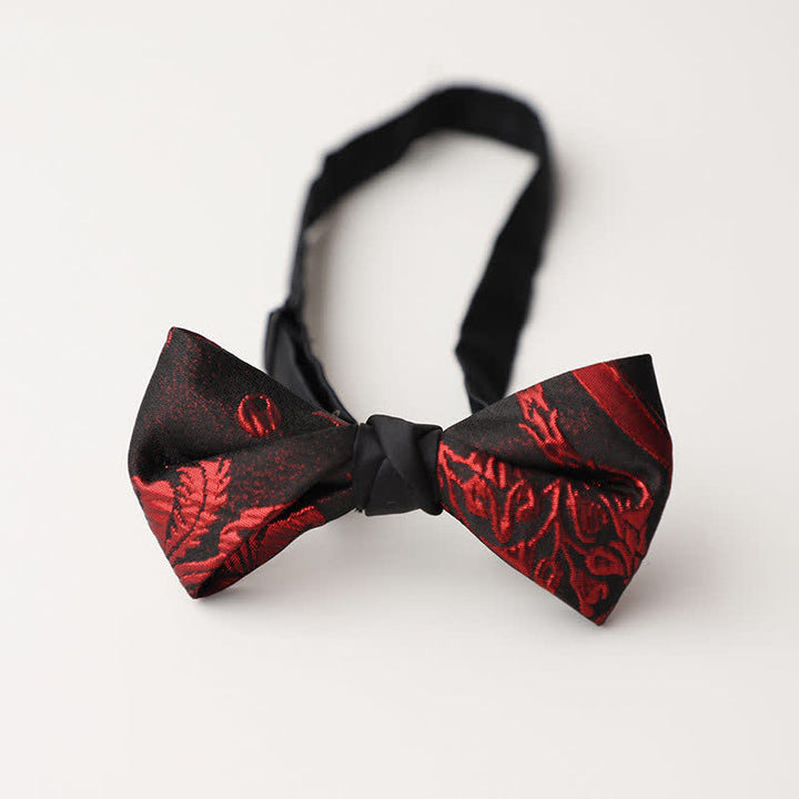 Papillon nero con motivo floreale rosso da uomo