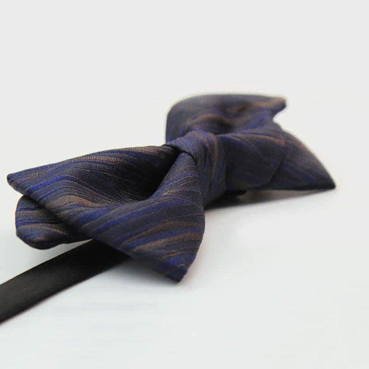 Papillon da uomo in jacquard a righe sottili blu scuro - image 3