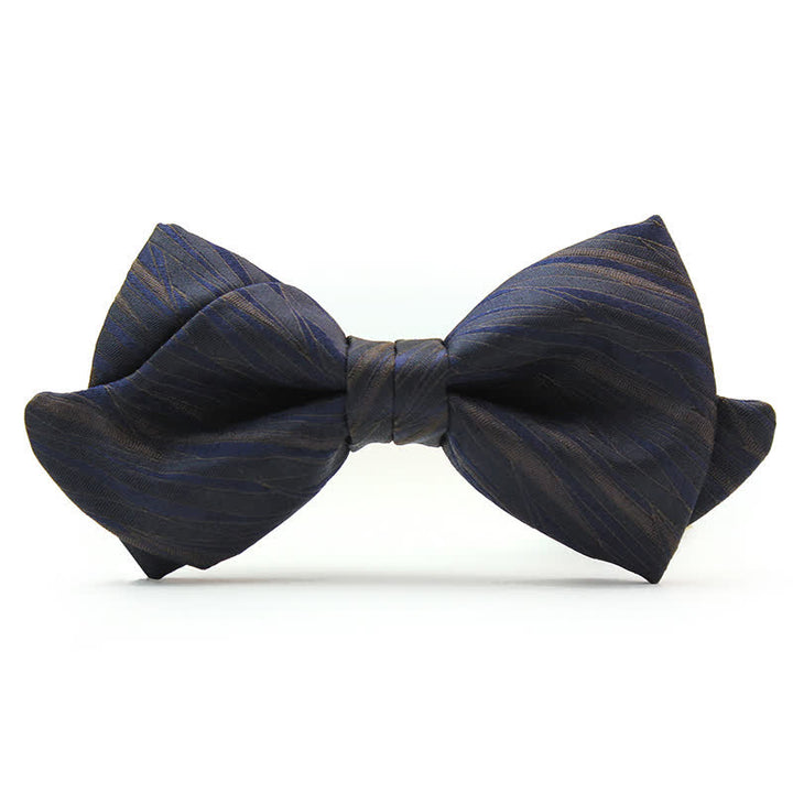 Papillon da uomo in jacquard a righe sottili blu scuro