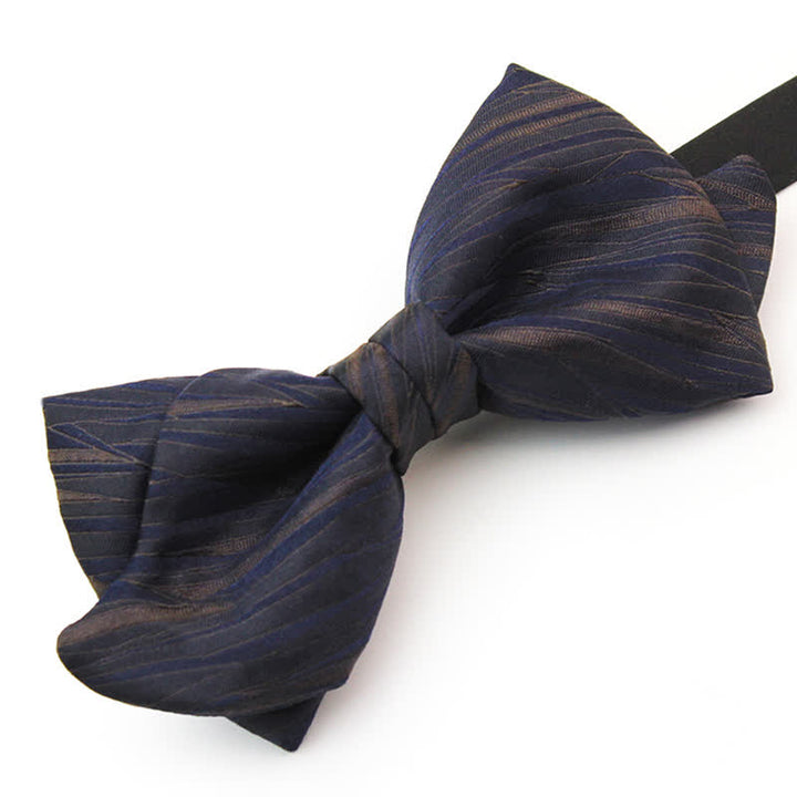 Papillon da uomo in jacquard a righe sottili blu scuro - image 1