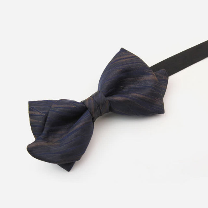 Papillon da uomo in jacquard a righe sottili blu scuro