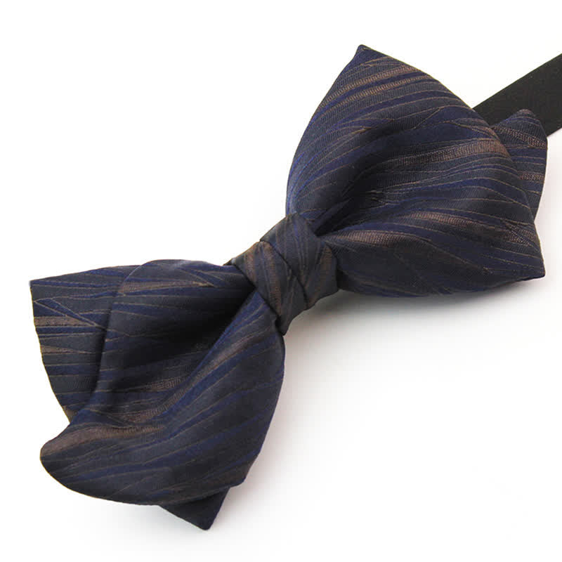Papillon da uomo in jacquard a righe sottili blu scuro