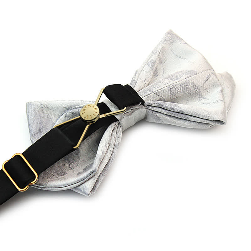 Papillon elegante grigio bianco in pura seta da uomo