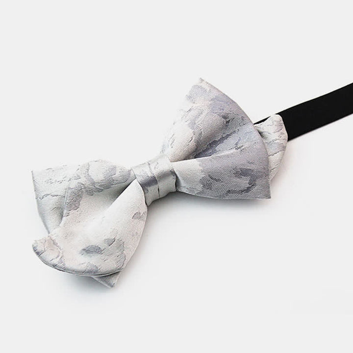 Papillon elegante grigio bianco in pura seta da uomo