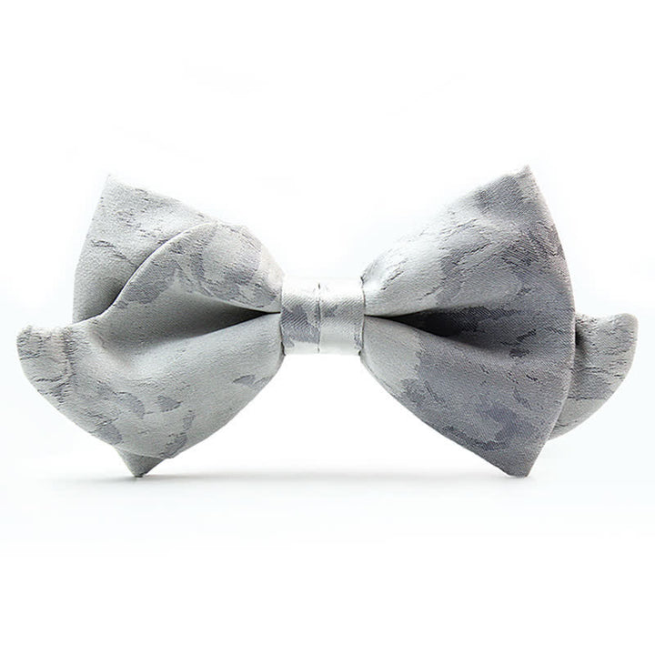 Papillon elegante grigio bianco in pura seta da uomo