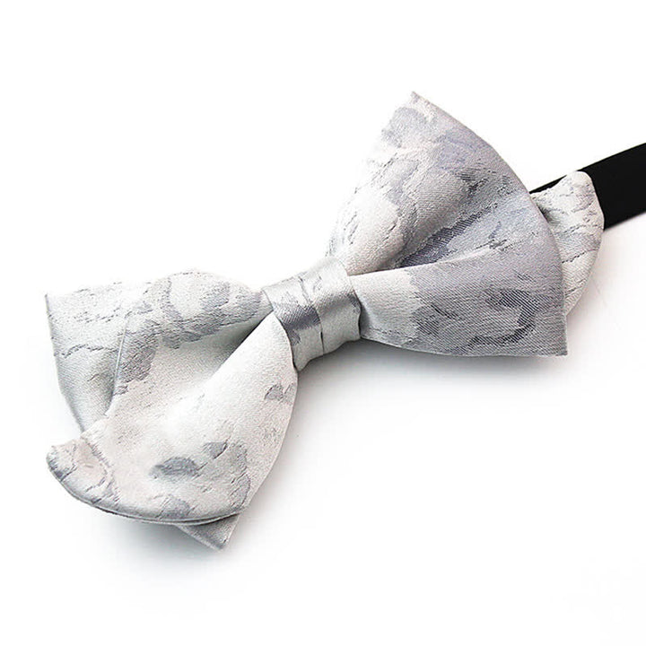 Papillon elegante grigio bianco in pura seta da uomo