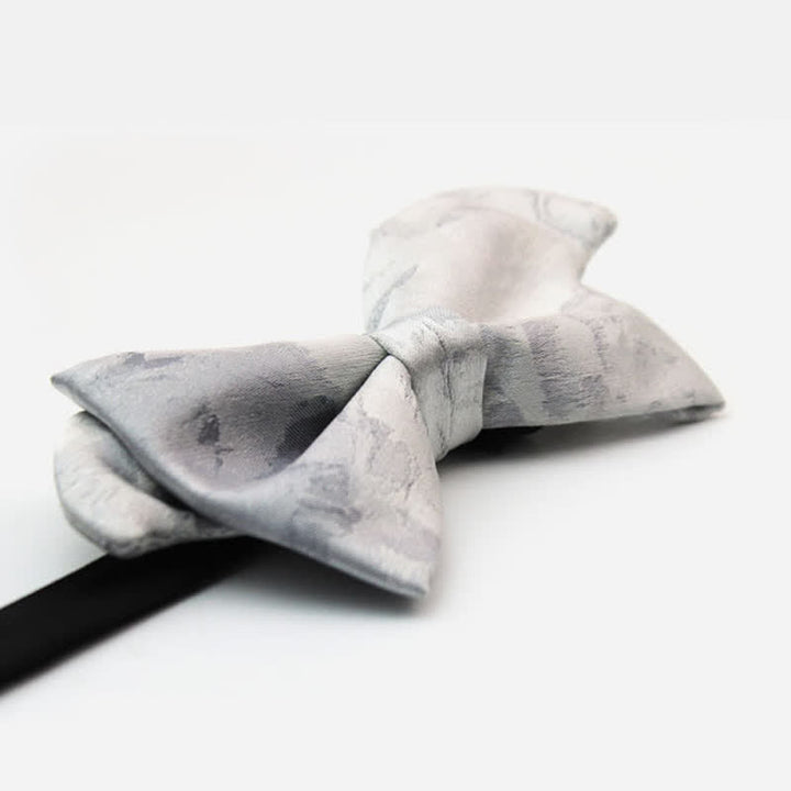 Papillon elegante grigio bianco in pura seta da uomo