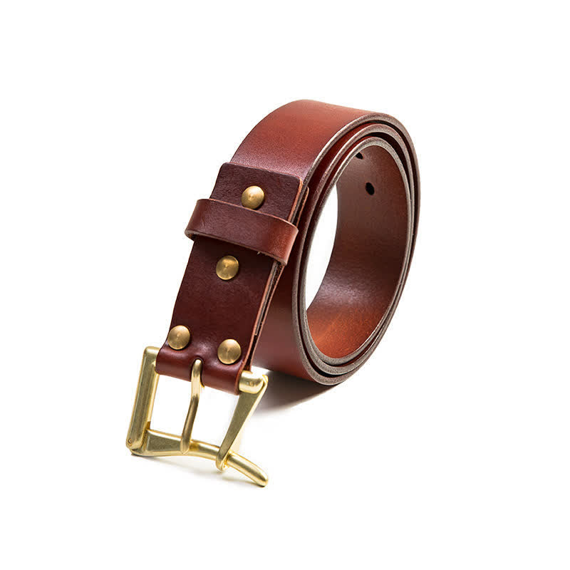 Cintura in pelle con fibbia in ottone di lusso da uomo