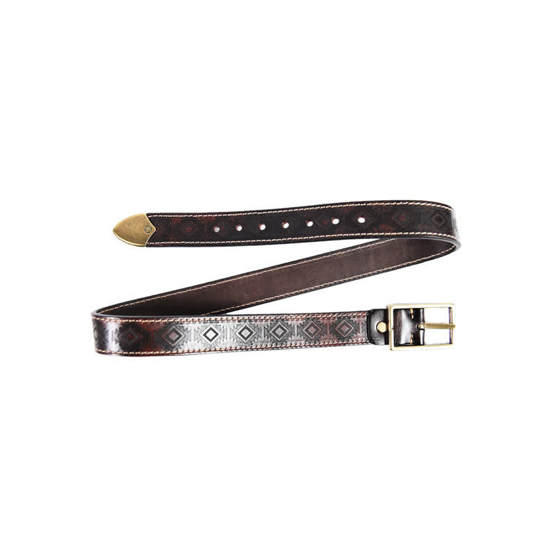 Cintura in pelle con motivo geometrico western da uomo