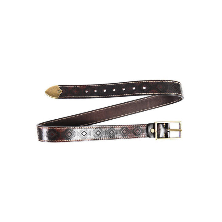 Cintura in pelle con motivo geometrico western da uomo