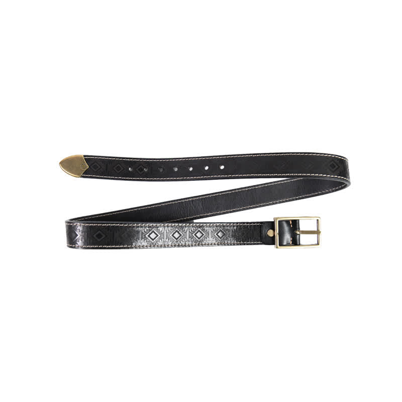 Cintura in pelle con motivo geometrico western da uomo - Nero - 42 - image 13