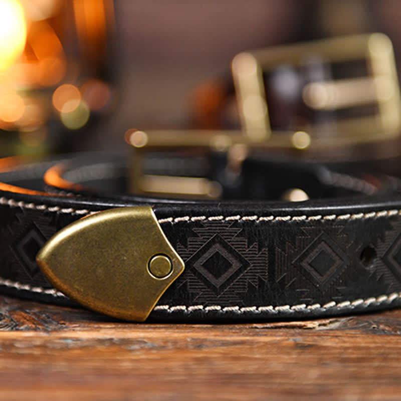Cintura in pelle con motivo geometrico western da uomo