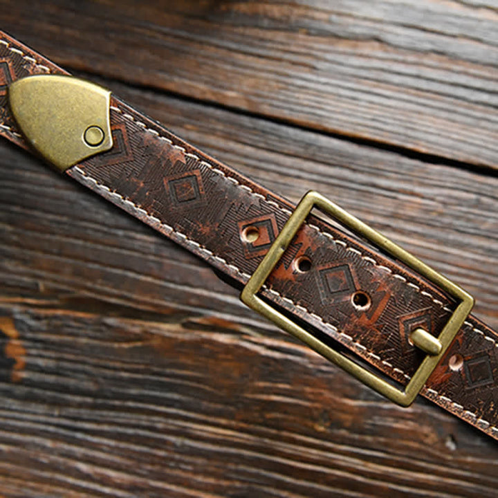 Cintura in pelle con motivo geometrico western da uomo