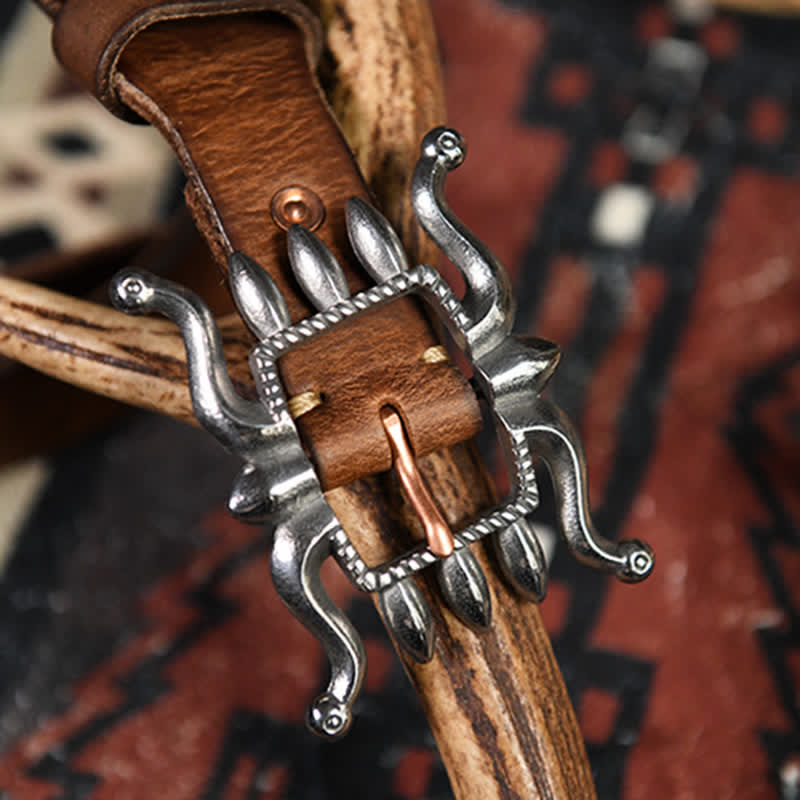 Cintura in pelle con fibbia a forma di polpo, alla moda e punk da uomo