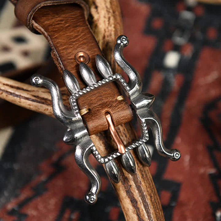 Cintura in pelle con fibbia a forma di polpo, alla moda e punk da uomo