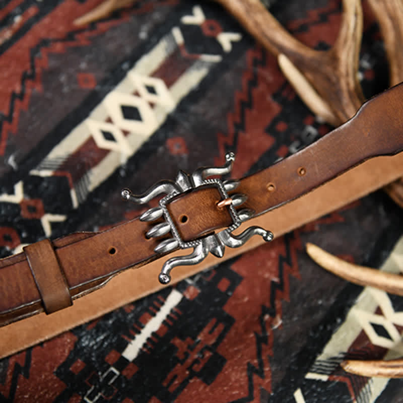 Cintura in pelle con fibbia a forma di polpo, alla moda e punk da uomo