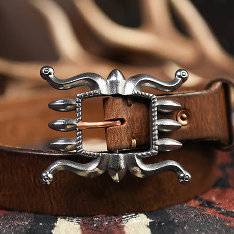 Cintura in pelle con fibbia a forma di polpo, alla moda e punk da uomo