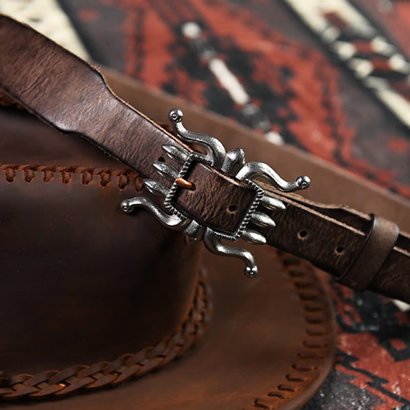 Cintura in pelle con fibbia a forma di polpo, alla moda e punk da uomo