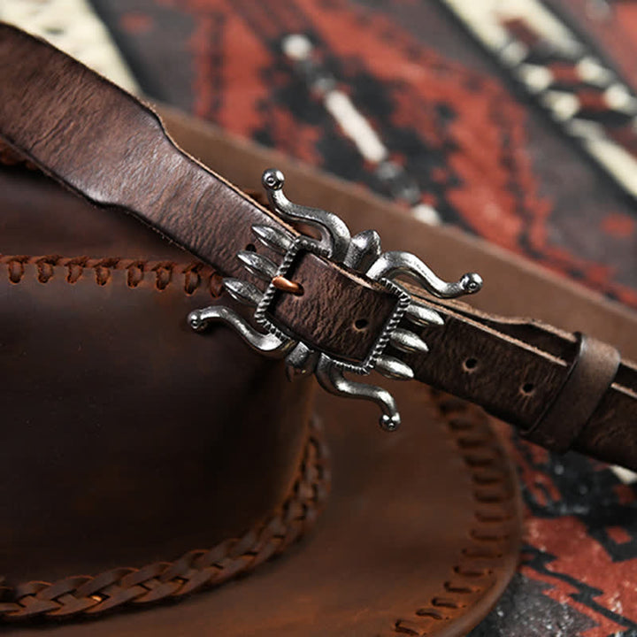 Cintura in pelle con fibbia a forma di polpo, alla moda e punk da uomo