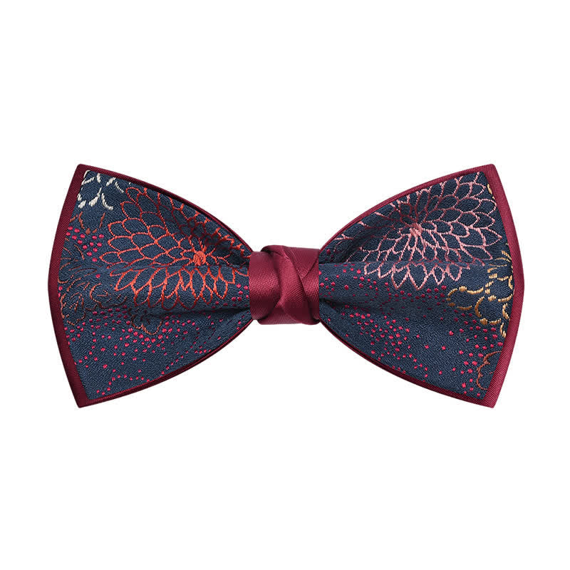 Papillon da uomo con motivo floreale bordeaux per matrimonio - Stile n. 1 - image 0