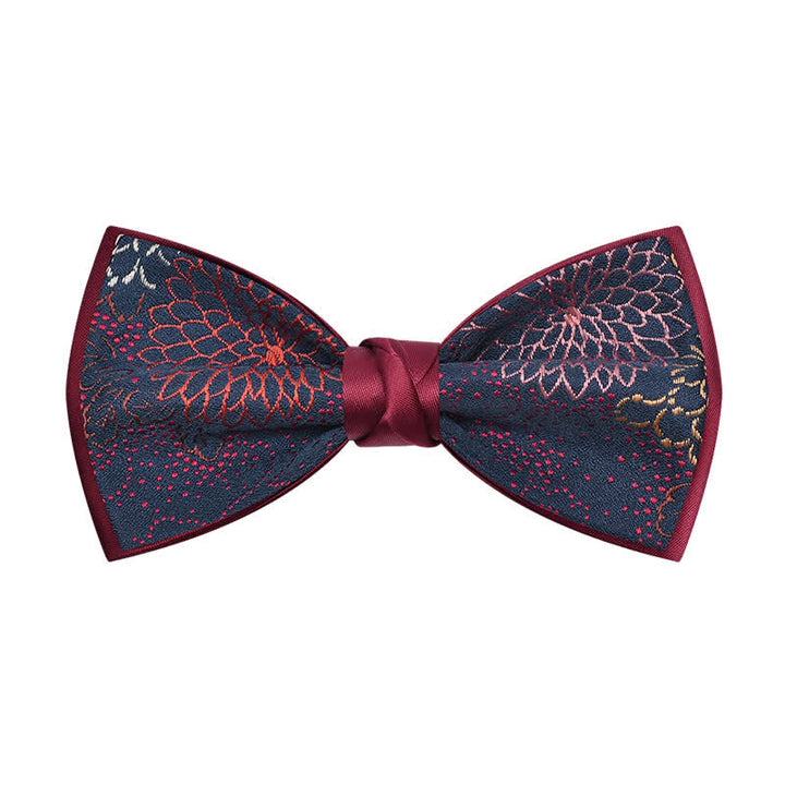 Papillon da uomo con motivo floreale bordeaux per matrimonio - Stile n. 1 - image 0
