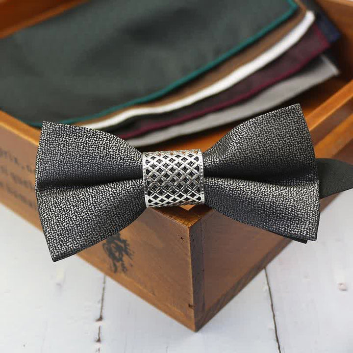 Papillon da uomo classico con anima in metallo argentato per matrimonio