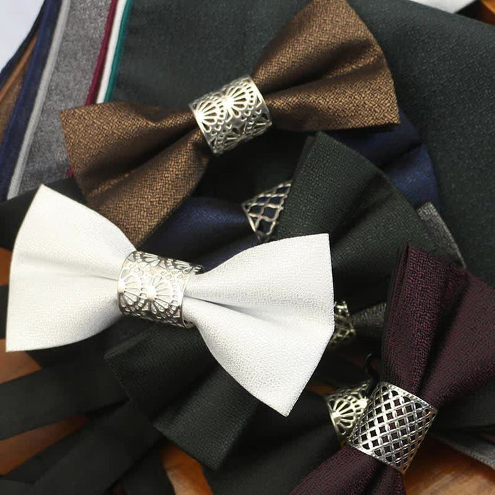 Papillon da uomo classico con anima in metallo argentato per matrimonio