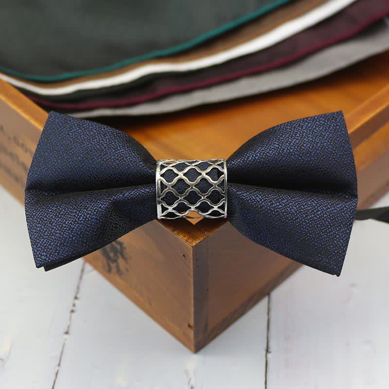 Papillon da uomo classico con anima in metallo argentato per matrimonio