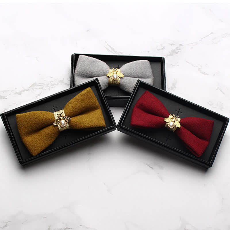 Papillon da uomo in lana testurizzata Golden Bee