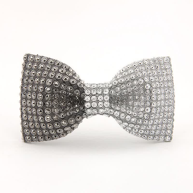 Papillon da uomo con strass in resina colorata lucida - Grigio e bianco - image 3