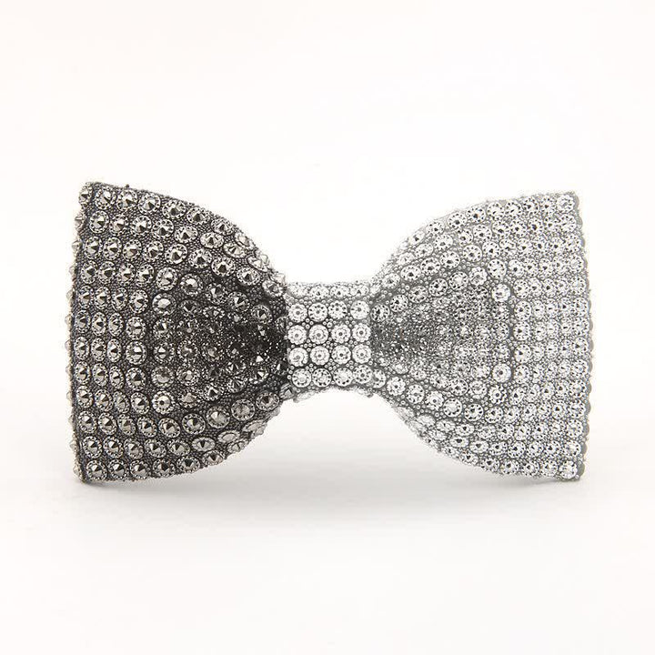 Papillon da uomo con strass in resina colorata lucida - Grigio e bianco - image 3