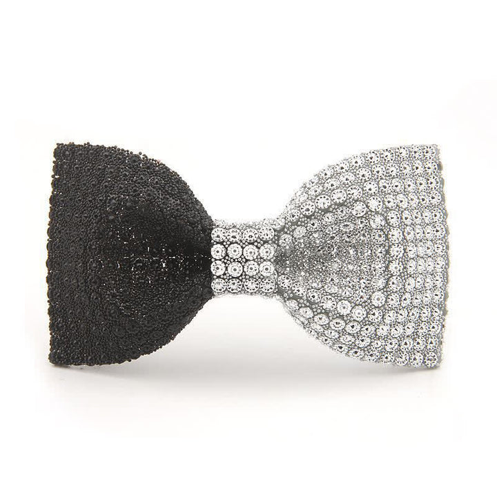 Papillon da uomo con strass in resina colorata lucida - Bianco e nero - image 0
