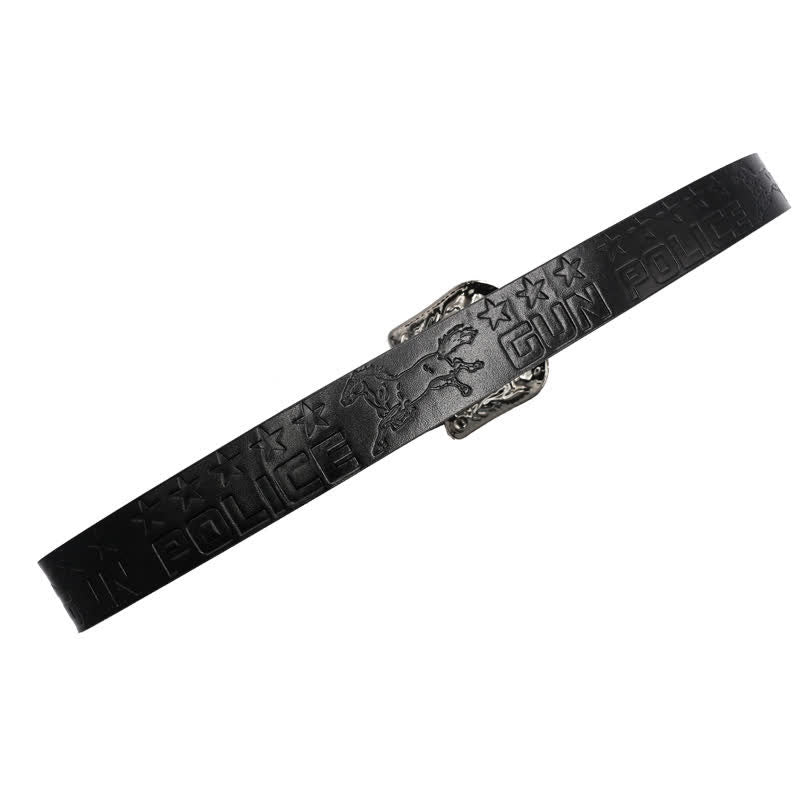 Cintura in pelle con fibbia intagliata modello cowboy da uomo - image 13