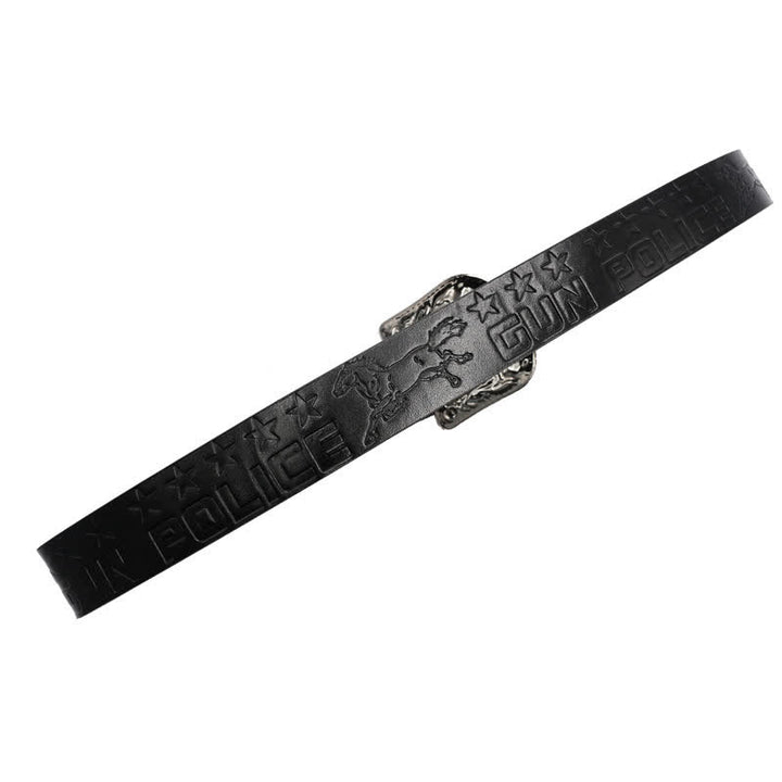 Cintura in pelle con fibbia intagliata modello cowboy da uomo - image 13