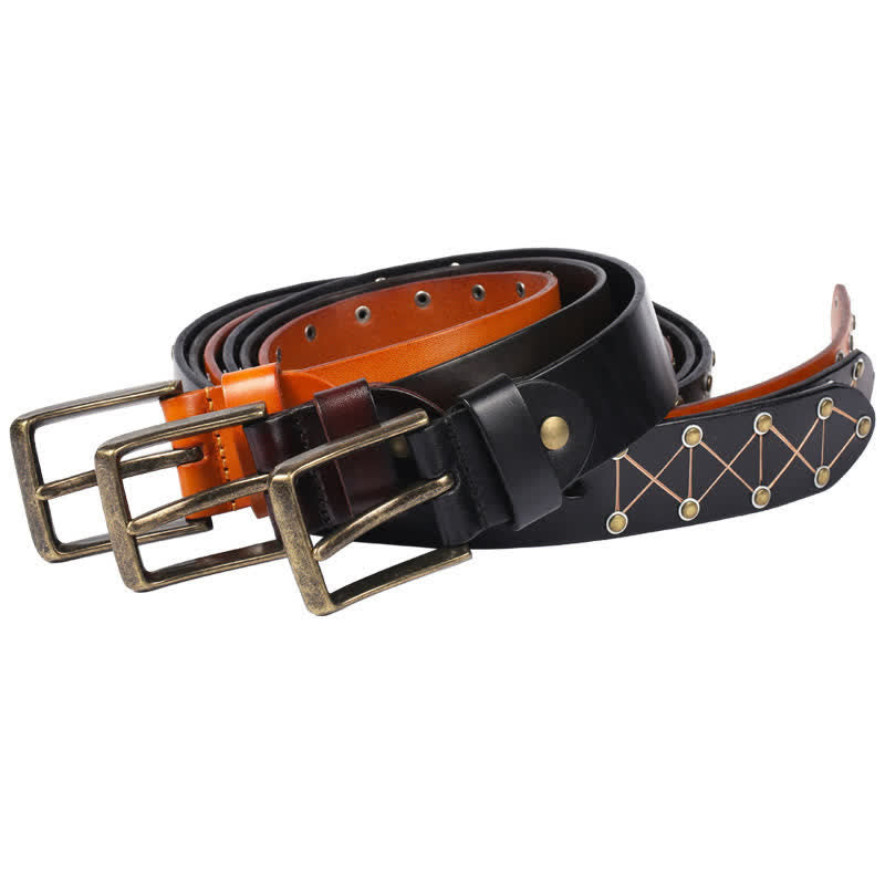 Cintura da uomo in pelle vintage con borchie e borchie stile punk