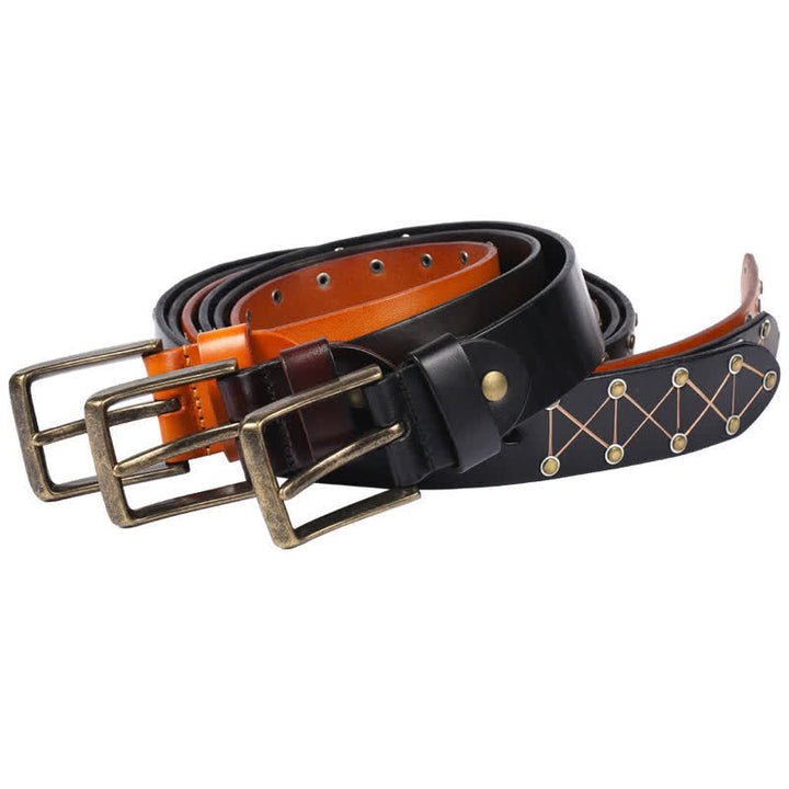 Cintura da uomo in pelle vintage con borchie e borchie stile punk