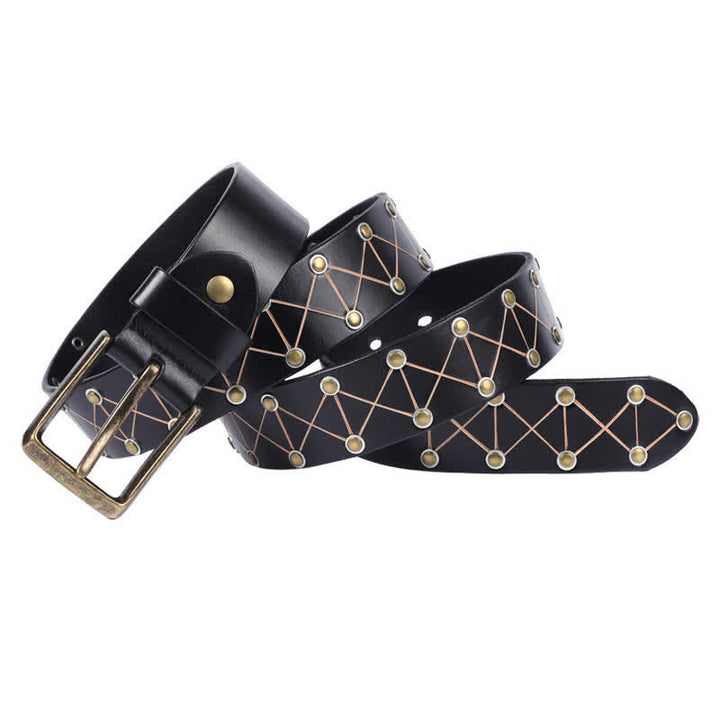 Cintura da uomo in pelle vintage con borchie e borchie stile punk