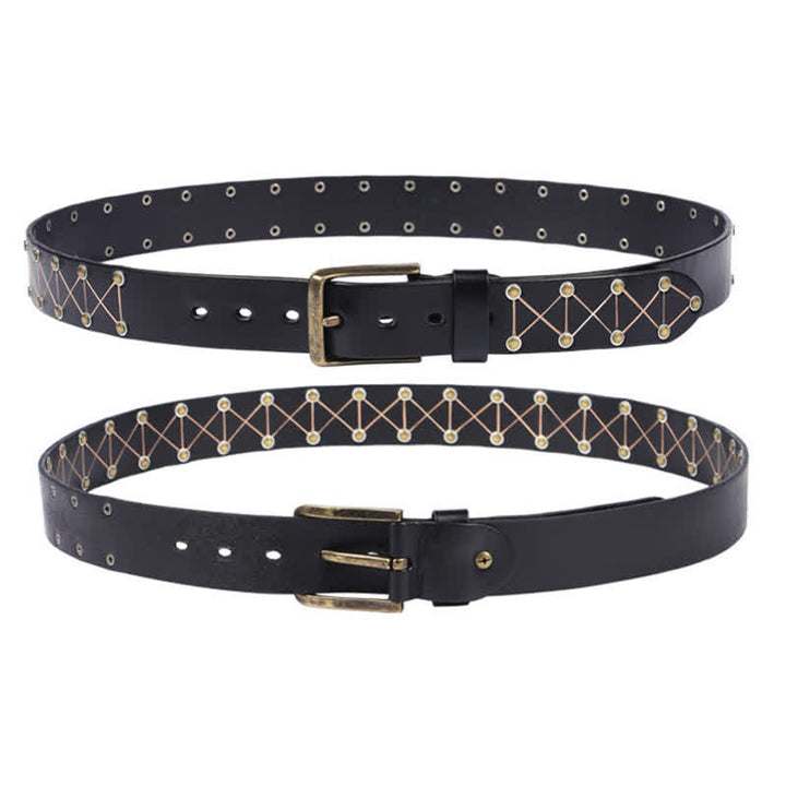 Cintura da uomo in pelle vintage con borchie e borchie stile punk