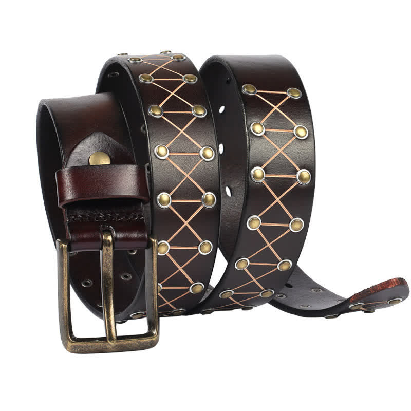 Cintura da uomo in pelle vintage con borchie e borchie stile punk - image 1