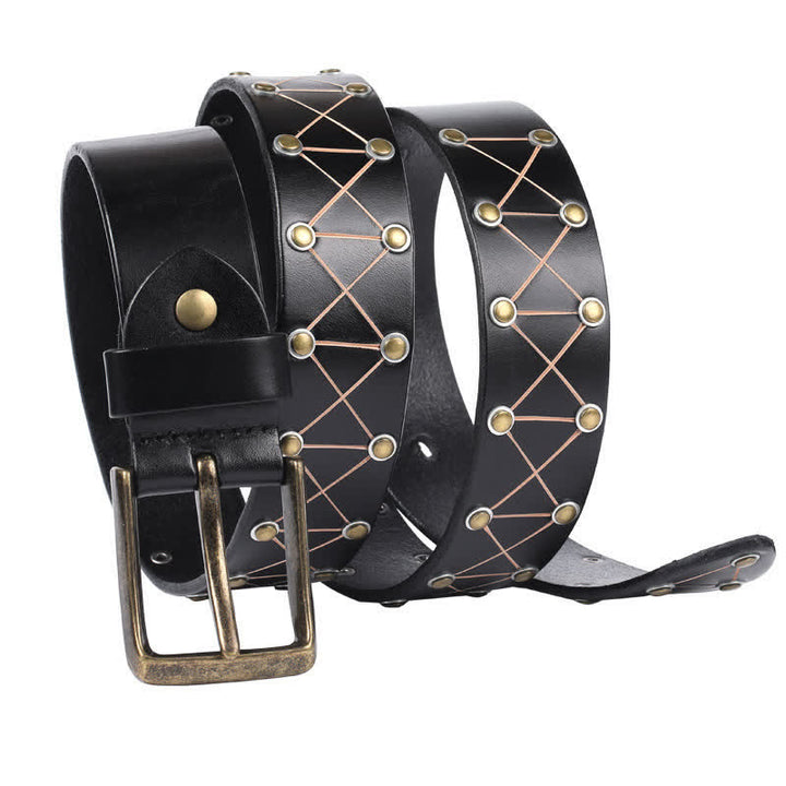 Cintura da uomo in pelle vintage con borchie e borchie stile punk