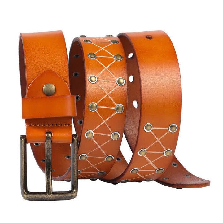 Cintura da uomo in pelle vintage con borchie e borchie stile punk