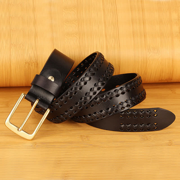 Cintura in pelle intrecciata casual da lavoro per uomo