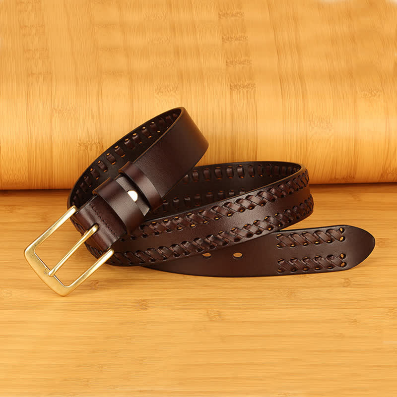 Cintura in pelle intrecciata casual da lavoro per uomo - image 1